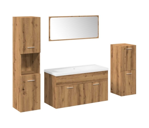 Juego de muebles baño 5 piezas madera ingeniería roble artisan