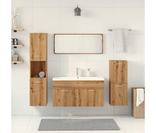 Juego de muebles baño 5 piezas madera ingeniería roble artisan