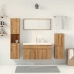 Juego de muebles baño 5 piezas madera ingeniería roble artisan