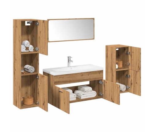 Juego de muebles baño 5 piezas madera ingeniería roble artisan