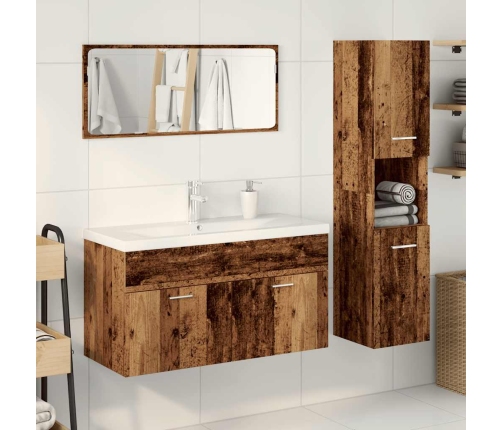 Juego de muebles de baño 4 piezas madera ingeniería envejecida