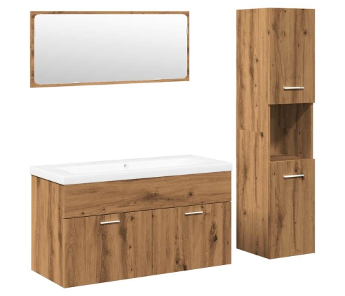 Juego de muebles baño 4 piezas madera ingeniería roble artisan