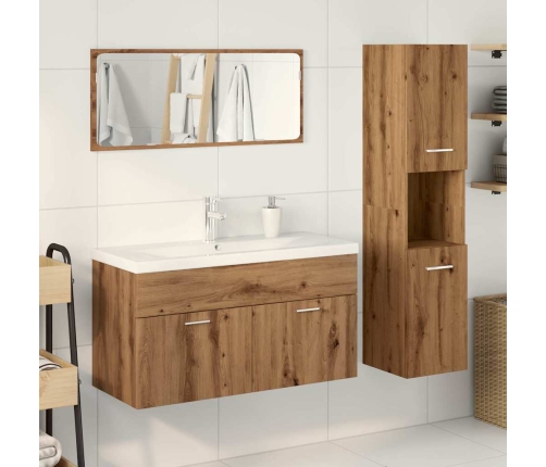 Juego de muebles baño 4 piezas madera ingeniería roble artisan