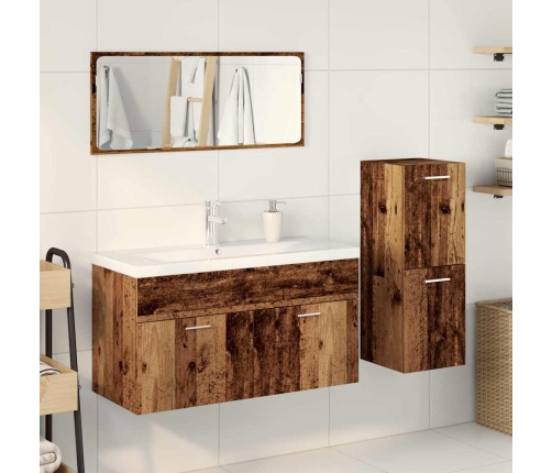 Juego de muebles de baño 4 piezas madera ingeniería envejecida