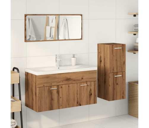 Juego de muebles baño 4 piezas madera ingeniería roble artisan