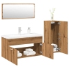 Juego de muebles baño 4 piezas madera ingeniería roble artisan