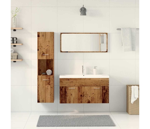 Juego de muebles de baño 5 piezas madera ingeniería envejecida