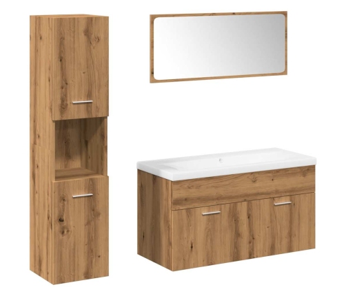 Juego de muebles baño 5 piezas madera ingeniería roble artisan