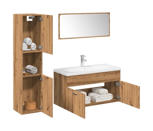 Juego de muebles baño 5 piezas madera ingeniería roble artisan