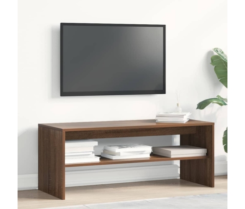 Mueble de TV madera contrachapada roble marrón 100x40x40 cm