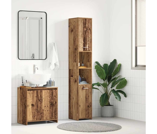 Armario de baño madera de ingeniería envejecida 30x30x183,5 cm