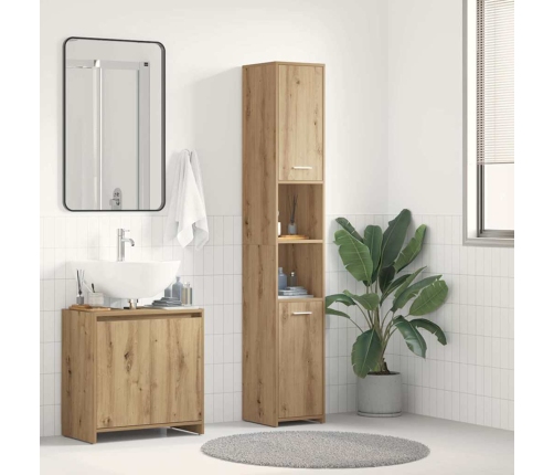 Armario de baño madera ingeniería roble artisan 30x30x183,5 cm