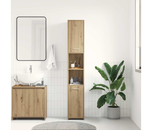 Armario de baño madera ingeniería roble artisan 30x30x183,5 cm