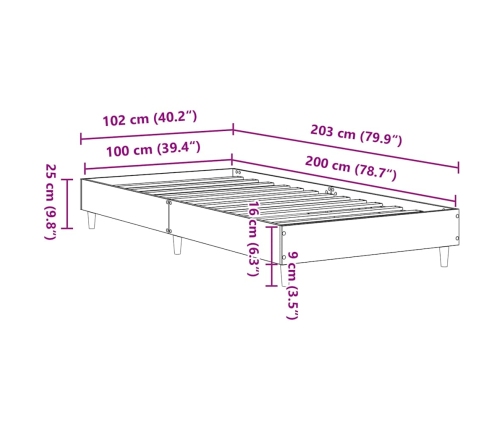 Estructura de cama sin colchón blanca 100x200 cm