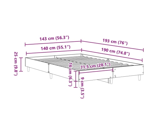 Estructura de cama sin colchón blanca 140x190 cm