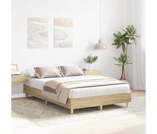 Estructura de cama sin colchón roble Sonoma 140x190 cm madera