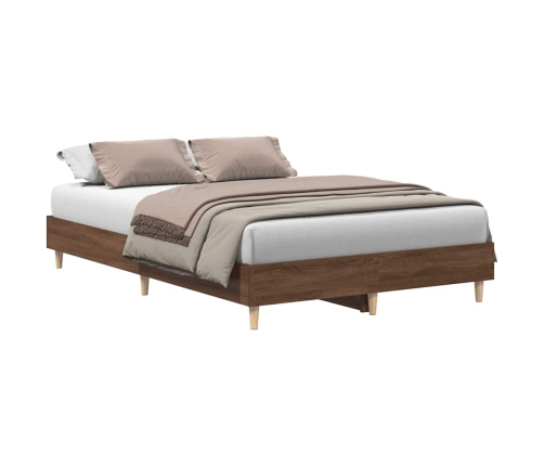 Estructura de cama sin colchón marrón roble 135x190 cm madera