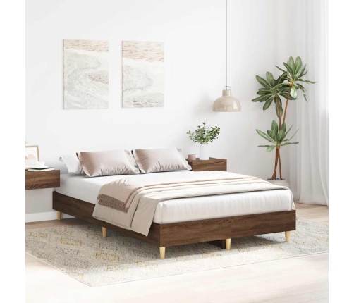 Estructura de cama sin colchón marrón roble 135x190 cm madera