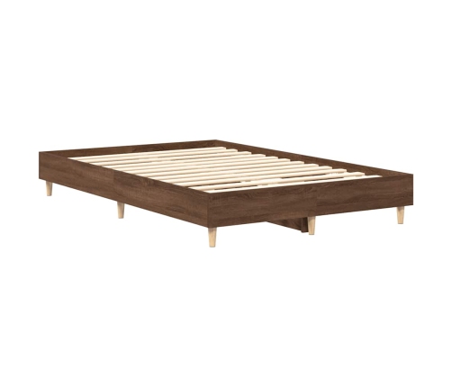 Estructura de cama sin colchón marrón roble 135x190 cm madera