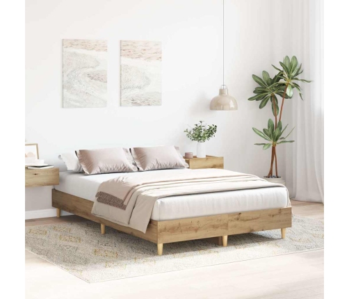 Estructura de cama sin colchón roble artesanal 135x190cm madera