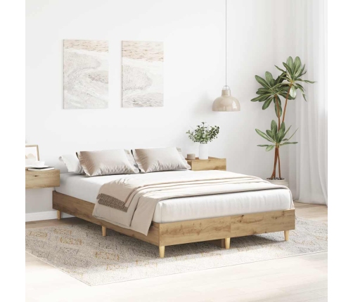 Estructura de cama sin colchón roble artesanal 120x190cm madera