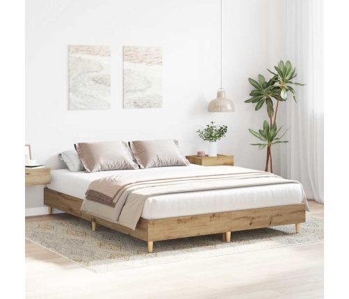 Estructura de cama sin colchón roble artesanal 90x190 cm madera