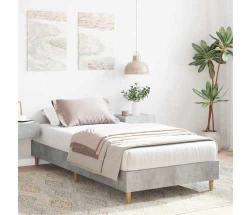 Estructura de cama sin colchón madera gris hormigón 75x190 cm