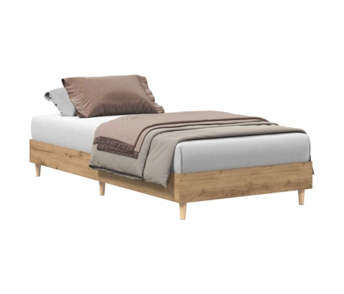 Estructura de cama sin colchón roble artesanal 75x190 cm madera