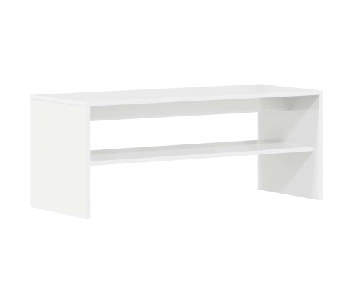 Mueble de TV madera contrachapada blanco brillante 100x40x40 cm