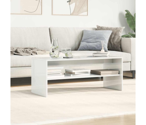 Mueble de TV madera contrachapada blanco brillante 100x40x40 cm