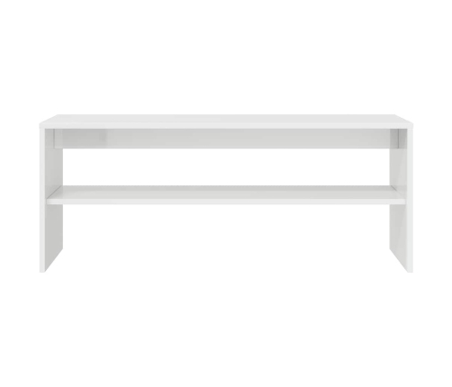 Mueble de TV madera contrachapada blanco brillante 100x40x40 cm