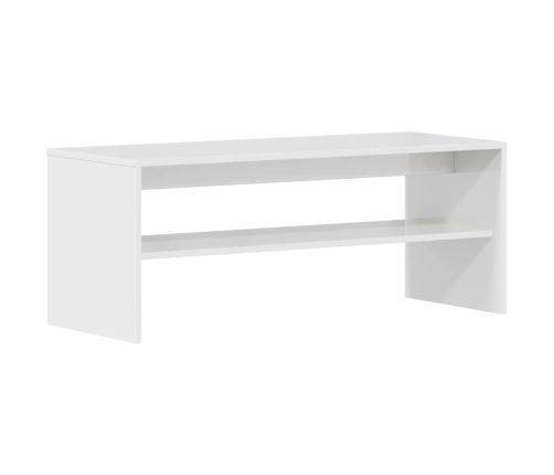 Mueble de TV madera contrachapada blanco brillante 100x40x40 cm