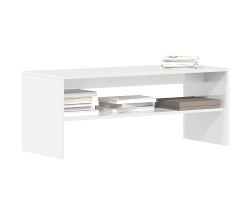 Mueble de TV madera contrachapada blanco brillante 100x40x40 cm