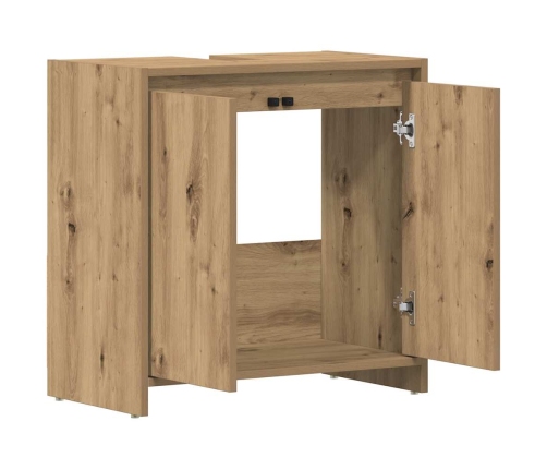 Mueble de lavabo de baño madera roble artisan 60x33x60 cm