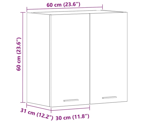 Armario de pared de cocina de madera vieja 60x31x60 cm