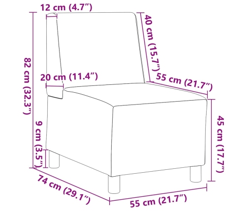 Sillón de tela marrón 55 cm