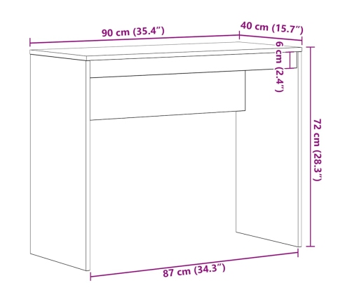 Escritorio roble negro 90x40x72 cm madera de ingeniería