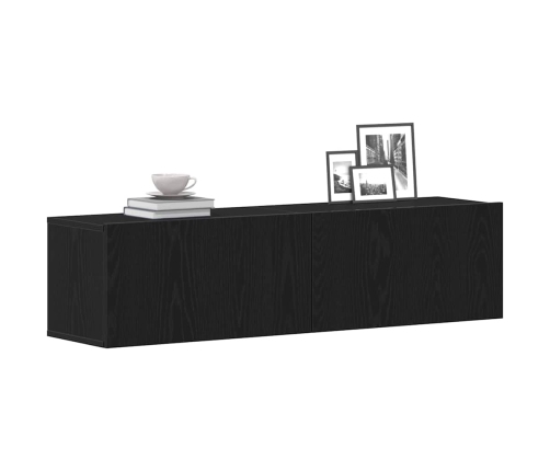 Mueble de TV de madera de roble negro 120x30x30,5 cm