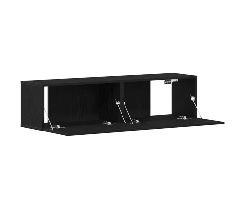 Mueble de TV de madera de roble negro 120x30x30,5 cm