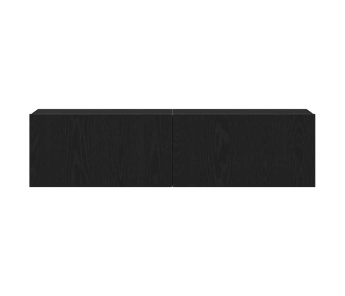 Mueble de TV de madera de roble negro 120x30x30,5 cm