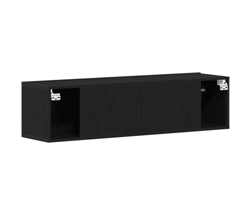 Mueble de TV de madera de roble negro 120x30x30,5 cm