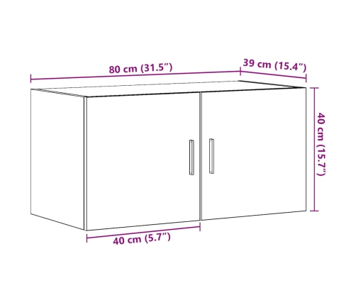 Armario de pared de madera ingeniería roble negro 80x39x40 cm