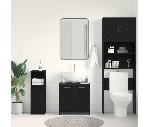 Mueble de baño para lavabo de madera de roble negro 60x33x60 cm