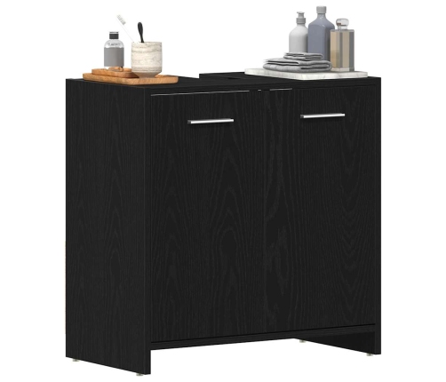 Mueble de baño para lavabo de madera de roble negro 60x33x60 cm