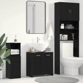 Mueble de baño para lavabo de madera de roble negro 60x33x60 cm