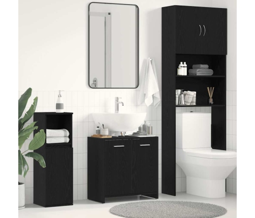 Mueble de baño para lavabo de madera de roble negro 60x33x60 cm