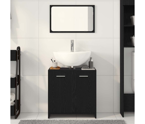 Mueble de baño con espejo de madera de ingeniería roble negro