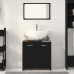 Mueble de baño con espejo de madera de ingeniería roble negro