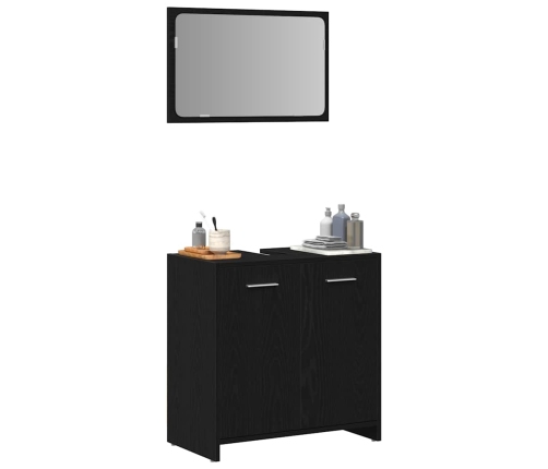 Mueble de baño con espejo de madera de ingeniería roble negro