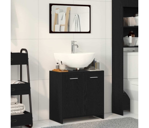 Mueble de baño con espejo de madera de ingeniería roble negro